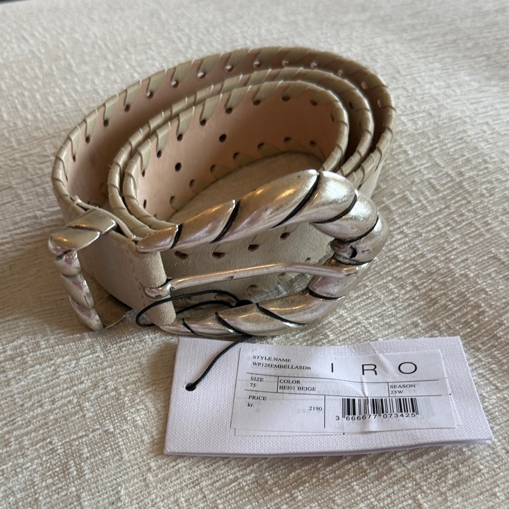 NWT IRO Beige Tan Suede Belt with Silver Accents - Picture 5 of 6